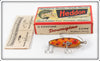 Vintage Heddon Spotted Orange Baby Dowagiac Lure In Box 20SO