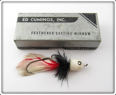Ed Cumings White Feathered Casting Minnow In Box