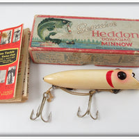Vintage Heddon White Red Gill King Basser Lure In Box 8552M 
