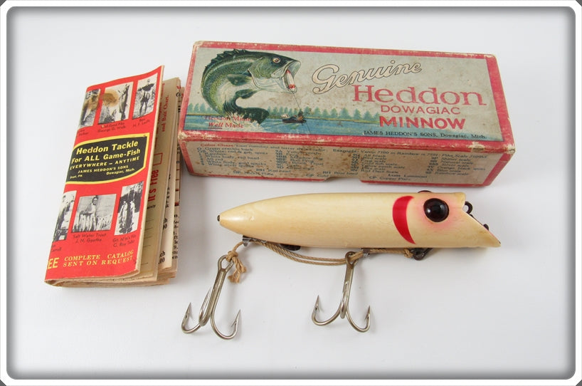 Vintage Heddon White Red Gill King Basser Lure In Box 8552M 
