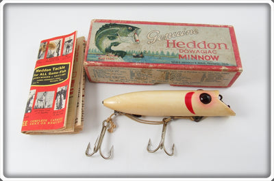 Vintage Heddon White Red Gill King Basser Lure In Box 8552M 