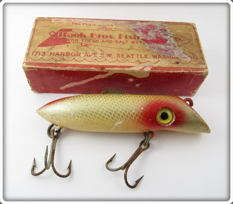 Vintage Hook Bros Silver Scale Salmon Plug In Box For Sale