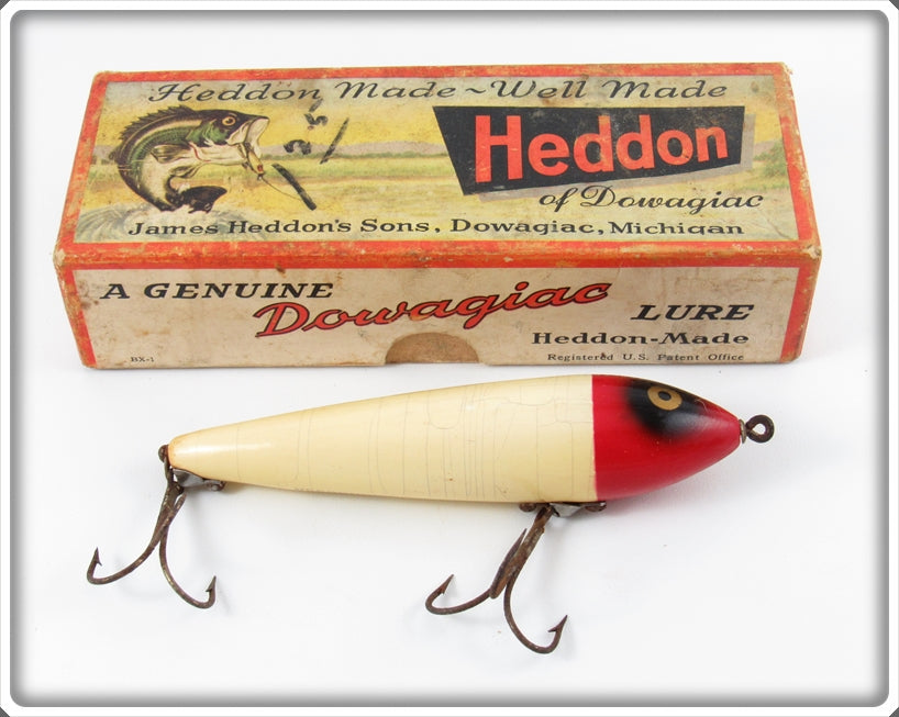 Vintage Heddon Red Head White Zaragossa Lure In Box 6500 RH
