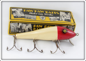 Vintage Paw Paw Red Head White Old Chub Lure In Box 4004