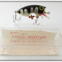 Vintage Poe's White Black Striped Loco-Motion Lure In Box