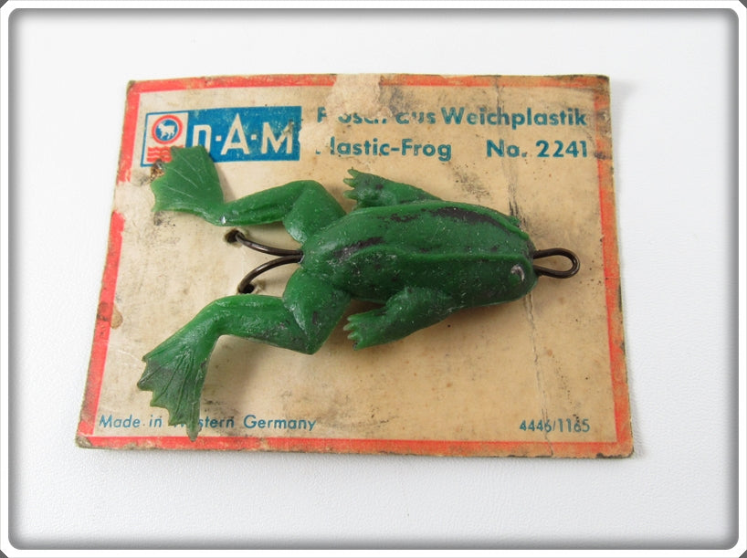 Vintage DAM Green Frog Lure On Card