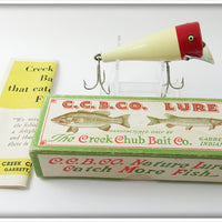 Creek Chub White & Red Head Pop-N-Dunk In Box