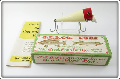 Creek Chub White & Red Head Pop-N-Dunk In Box