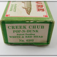 Creek Chub White & Red Head Pop-N-Dunk In Box