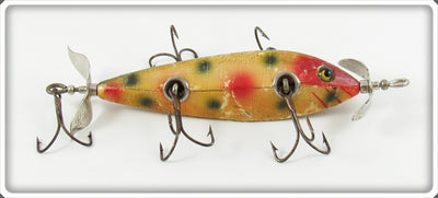 Heddon White With Red & Green Spots 00 Dowagiac Minnow Lure 