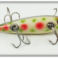 Vintage Pflueger White With Red & Green Spots Neverfail Minnow 3169