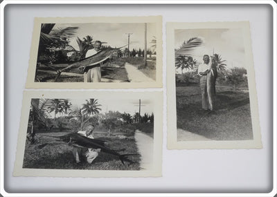 3 Early 1960's Original Photos Of A Man With A Marlin