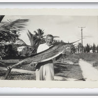 3 Early 1960's Original Photos Of A Man With A Marlin