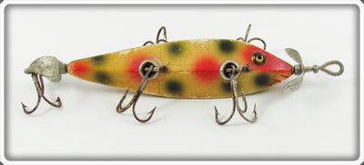 Heddon White With Red & Green Spots 00 Dowagiac Minnow Lure