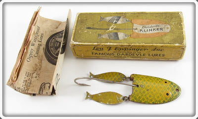 Lou J Eppinger Inc Yellow & Green Scale Dardevle Klinker Frog In Box