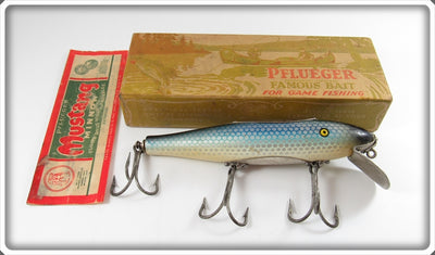 Vintage Pflueger Blue Mullet Scale Mustang Lure In Box 9509