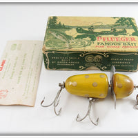 Vintage Pflueger Yellow Gold Spots Globe In Box