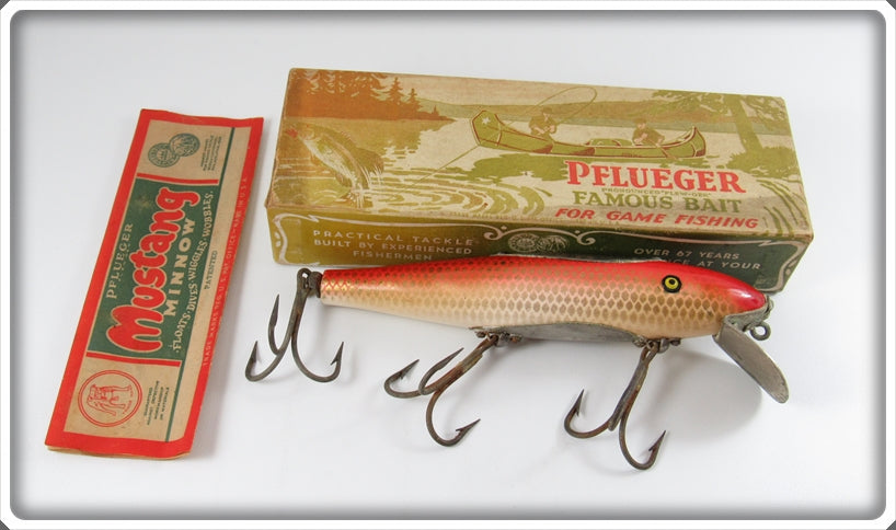Vintage Pflueger Red Squid Scale Mustang Lure In Box 9512 