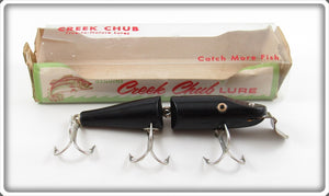 Vintage Creek Chub Solid Black Jointed Pikie Lure In Box 2613