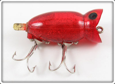 Fred Arbogast Red Glitter Ghost 3/8 Ounce Hula Popper Lure