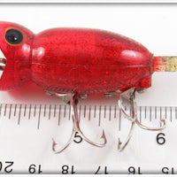 Fred Arbogast Red Glitter Ghost 3/8 Ounce Hula Popper