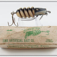 Zink Artificial Bait Co Black & White Zink Screwtail In Box