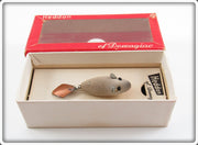 Vintage Heddon Grey Mouse Flyrod Flaptail Lure In Box 720GM