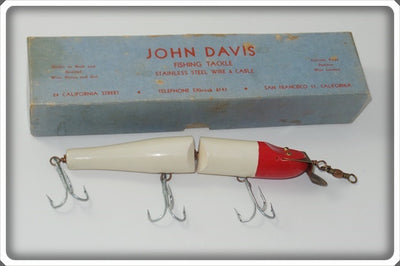 John Davis Fishing Tackle Red And White Musky Lure In Box