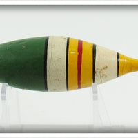 Vintage Ideal Green, White & Yellow Bobber Float 