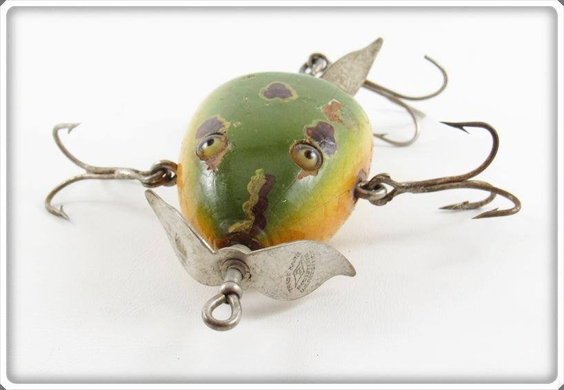 フルーガー ケントフローターPFLUEGER KENT FLOATER Pflueger Kent Floater Frog Antique Lure - Fin & Flame