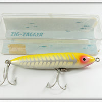 Vintage Boone Bait Co Yellow Shore Zig Zagger Lure In Box