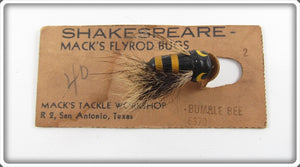Mack's Tackle Workshop Bumble Bee Shakespeare Flyrod Bug On Card