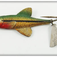 Vintage Fred Arbogast Green & Gold Tin Liz Lure 