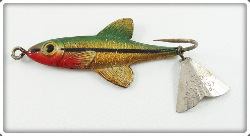 Vintage Fred Arbogast Green & Gold Tin Liz Lure 