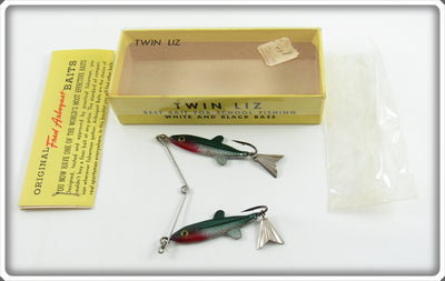 Vintage Fred Arbogast Green & Silver Twin Liz Lure In Box