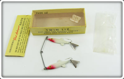 Vintage Fred Arbogast White & Red Twin Liz Lure In Box