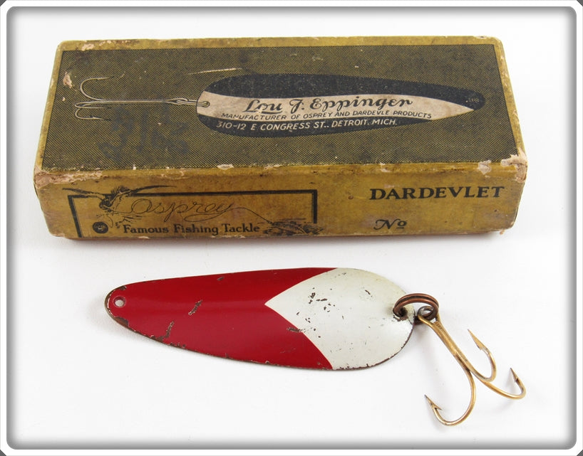 Lou J Eppinger Copper Red With White Chunk Dardevlet In Box 