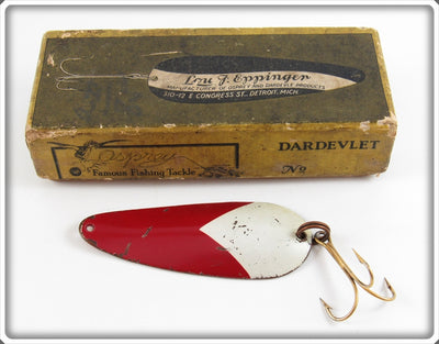 Lou J Eppinger Copper Red With White Chunk Dardevlet In Box 