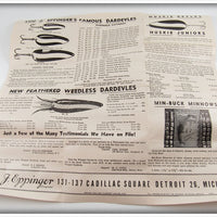 Lou J Eppinger Nickel Green With White Stripe Scale Finish Winged Dardevlet In Box