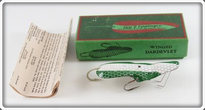 Lou J Eppinger Nickel Green White Stripe Scale Finish Winged Dardevlet