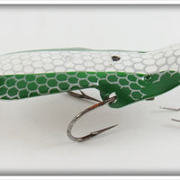 Lou J Eppinger Nickel Green With White Stripe Scale Finish Winged Dardevlet In Box