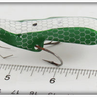 Lou J Eppinger Nickel Green With White Stripe Scale Finish Winged Dardevlet In Box