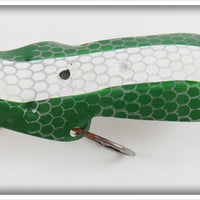 Lou J Eppinger Nickel Green With White Stripe Scale Finish Winged Dardevlet In Box