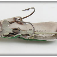 Lou J Eppinger Nickel Green With White Stripe Scale Finish Winged Dardevlet In Box