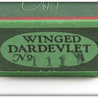 Lou J Eppinger Nickel Green With White Stripe Scale Finish Winged Dardevlet In Box