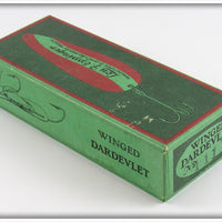 Lou J Eppinger Nickel Green With White Stripe Scale Finish Winged Dardevlet In Box