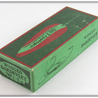 Lou J Eppinger Nickel Green With White Stripe Scale Finish Winged Dardevlet In Box