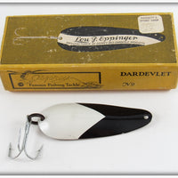 Lou J Eppinger Nickel Black With White Chunk Dardevlet In Box