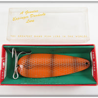 Vintage Lou J Eppinger Orange Scale Dardevle Lure In Box