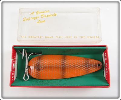 Vintage Lou J Eppinger Orange Scale Dardevle Lure In Box